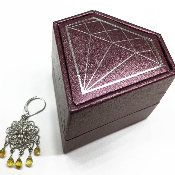 ✨ BRAND NEW NEVER WORN 14K White Gold Natural Yellow Sapphire Briolette Earrings - Picture 10 of 12